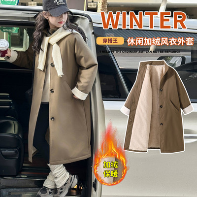 女童冬季韩版休闲加绒加厚中长款