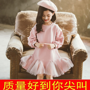 女童连衣裙春装2026新款韩版儿童中长款卫衣裙子春秋女孩洋气纱裙