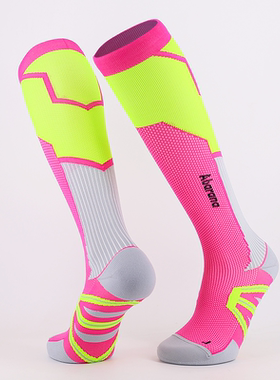 专业跑步压缩毛圈袜男女长筒滑雪袜跳绳骑行马拉松跑步袜竞走袜