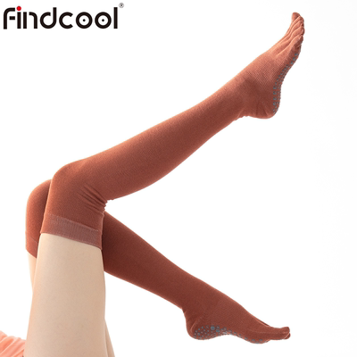 Findcool长筒五指袜女子高筒普拉提瑜伽袜秋冬保暖纯棉防滑显瘦袜