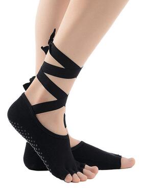 1-3双装绑带瑜伽袜防滑女硅胶普拉提五指健身袜舞蹈袜空中瑜伽袜