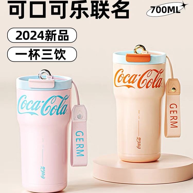 GERM可口可乐保温杯女大容量高颜值便携咖啡杯吸管水杯新款T
