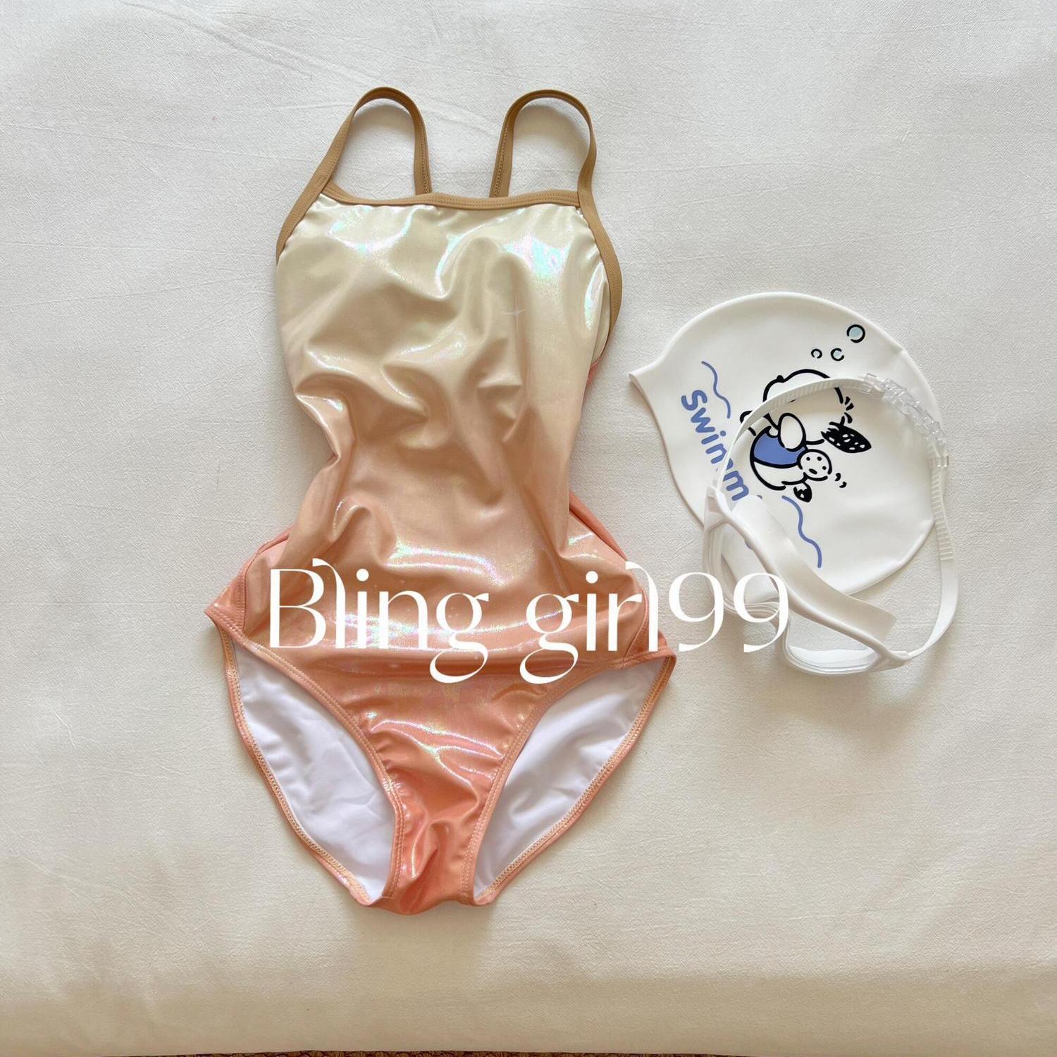 【奶茶】女款修身显瘦速干连体游泳衣专业训练游泳衣微胖大码竞速