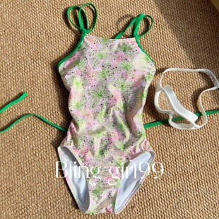 醒春集泳衣女平角连体高级感微胖显瘦遮肚泡温泉泳装 竞速泳衣 大码