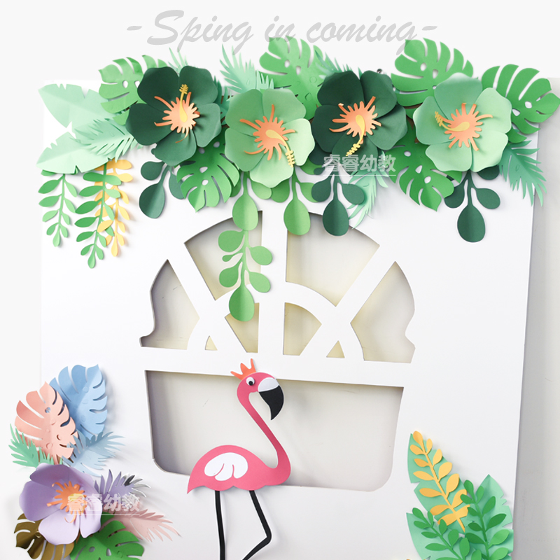 ins纸艺森系动物环创商场墙贴