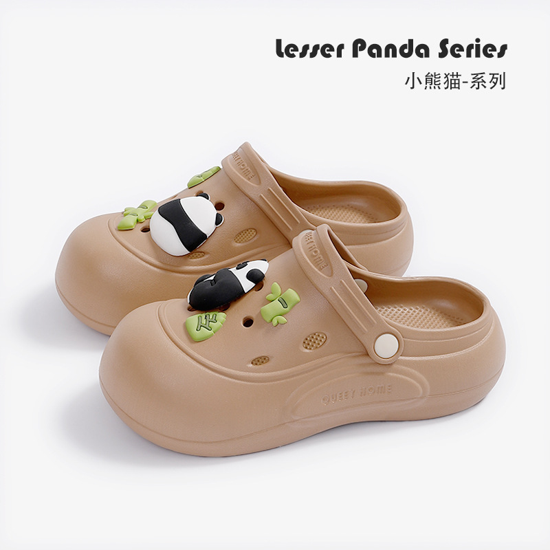 熊猫卡通洞洞鞋女士夏天2025新款
