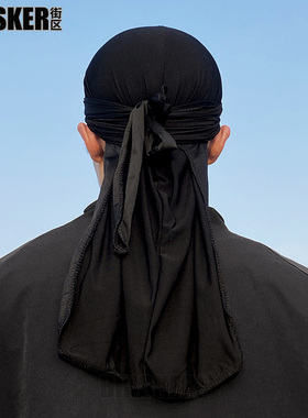 durag长尾包头巾Hiphop街舞嘻哈黑人西海岸说唱健身bboy海盗套帽