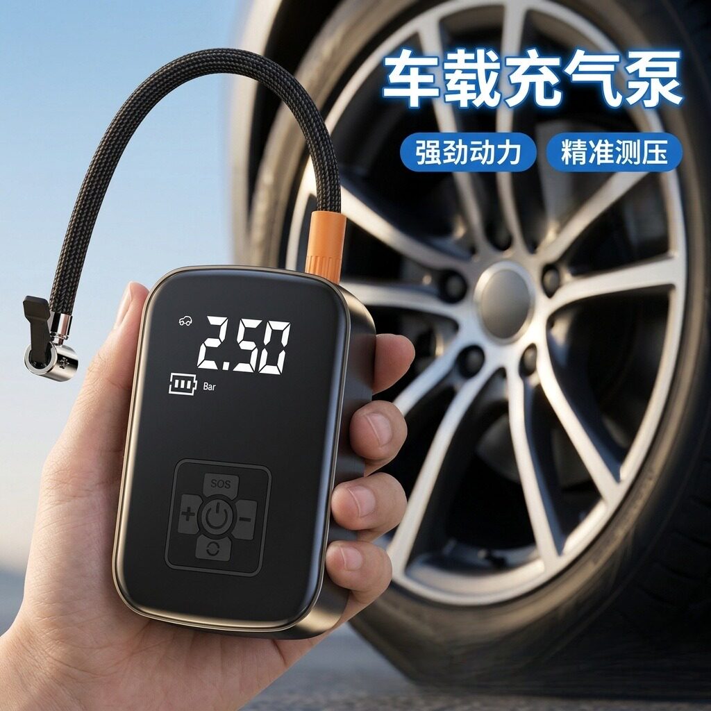 车载双缸大功率充气泵充电一体式
