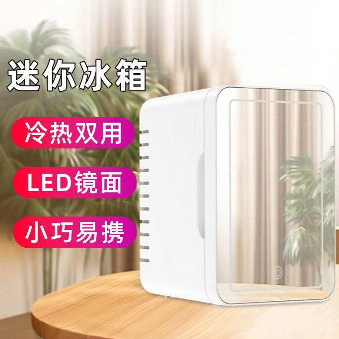 车用12V车载美妆冰箱带灯化妆镜