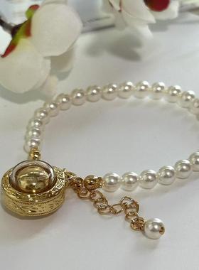 泰国特色吸钱星吊坠加珍珠手链可调节蛇年送小姐妹生日礼物带卡片