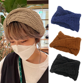 日本纯色宽边束发针织发带女秋冬大头围弹力休闲洗脸交叉发饰发箍