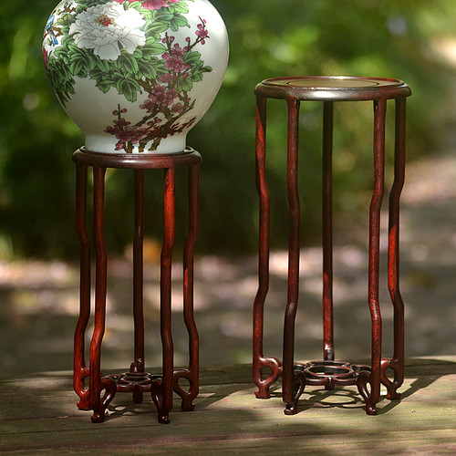 精选苏工明式红木底座花架