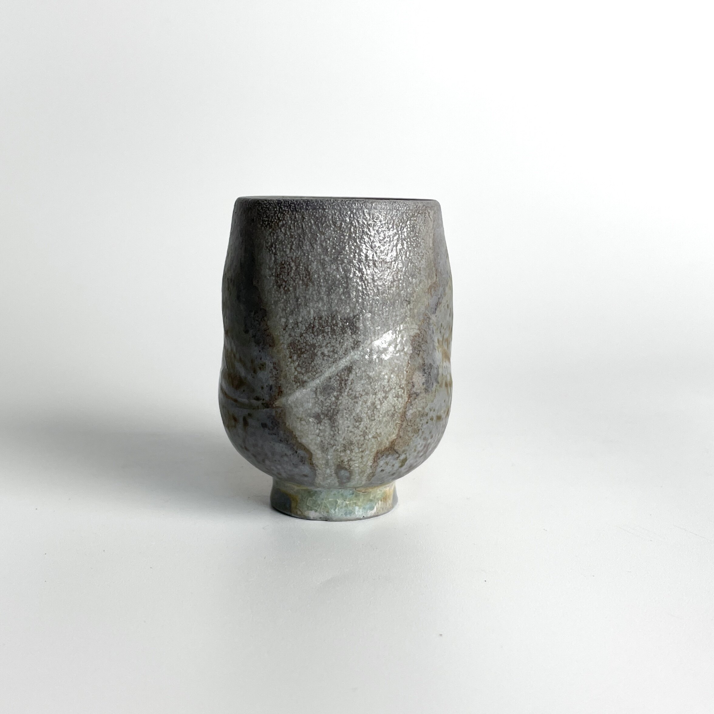 80ml中白泥柴烧主人杯子瘦高闻香品茗杯无釉裸烧自然落灰肌理草木