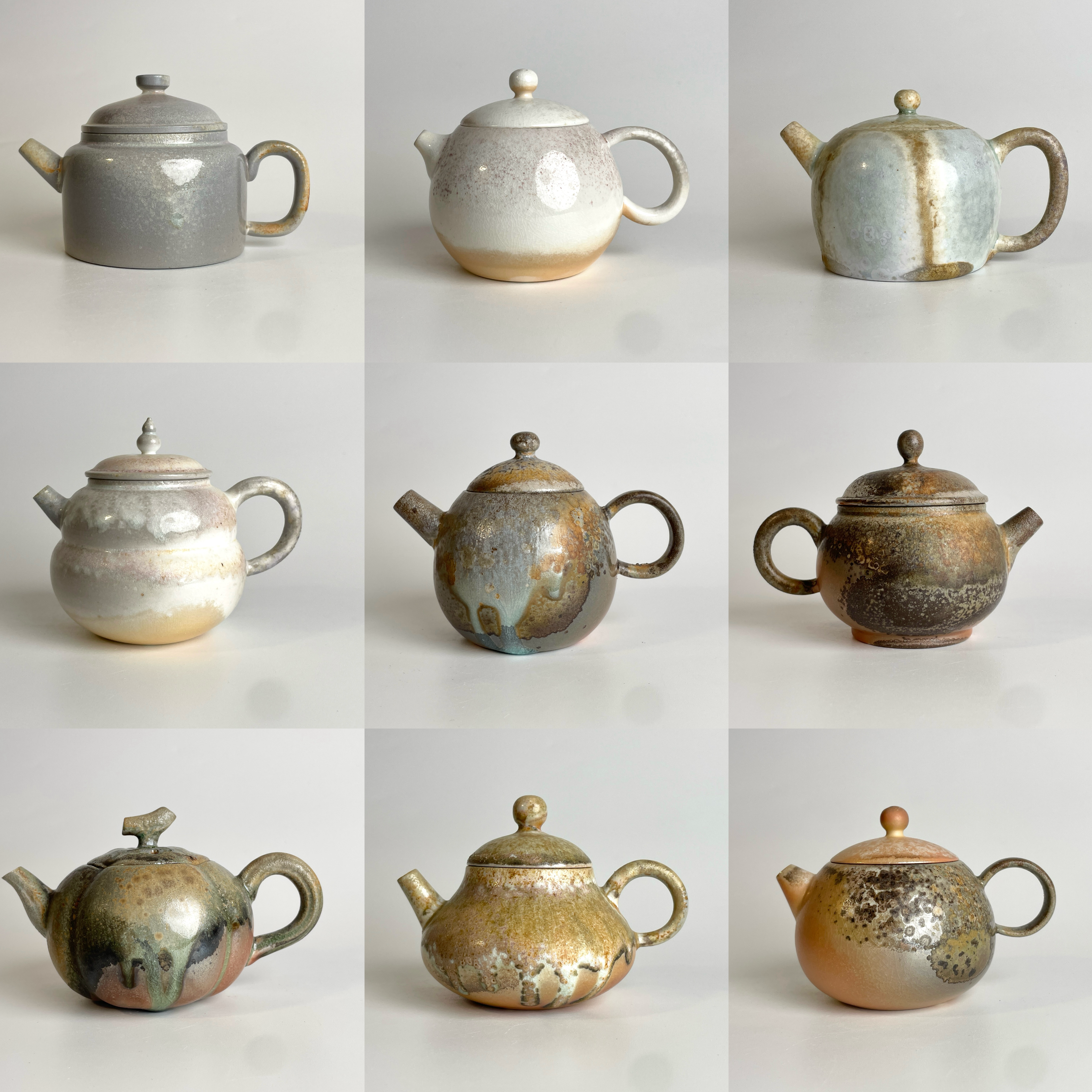 【多款可选】高温柴烧壶中高白无釉裸烧泡茶器单素雅玻化落灰松木