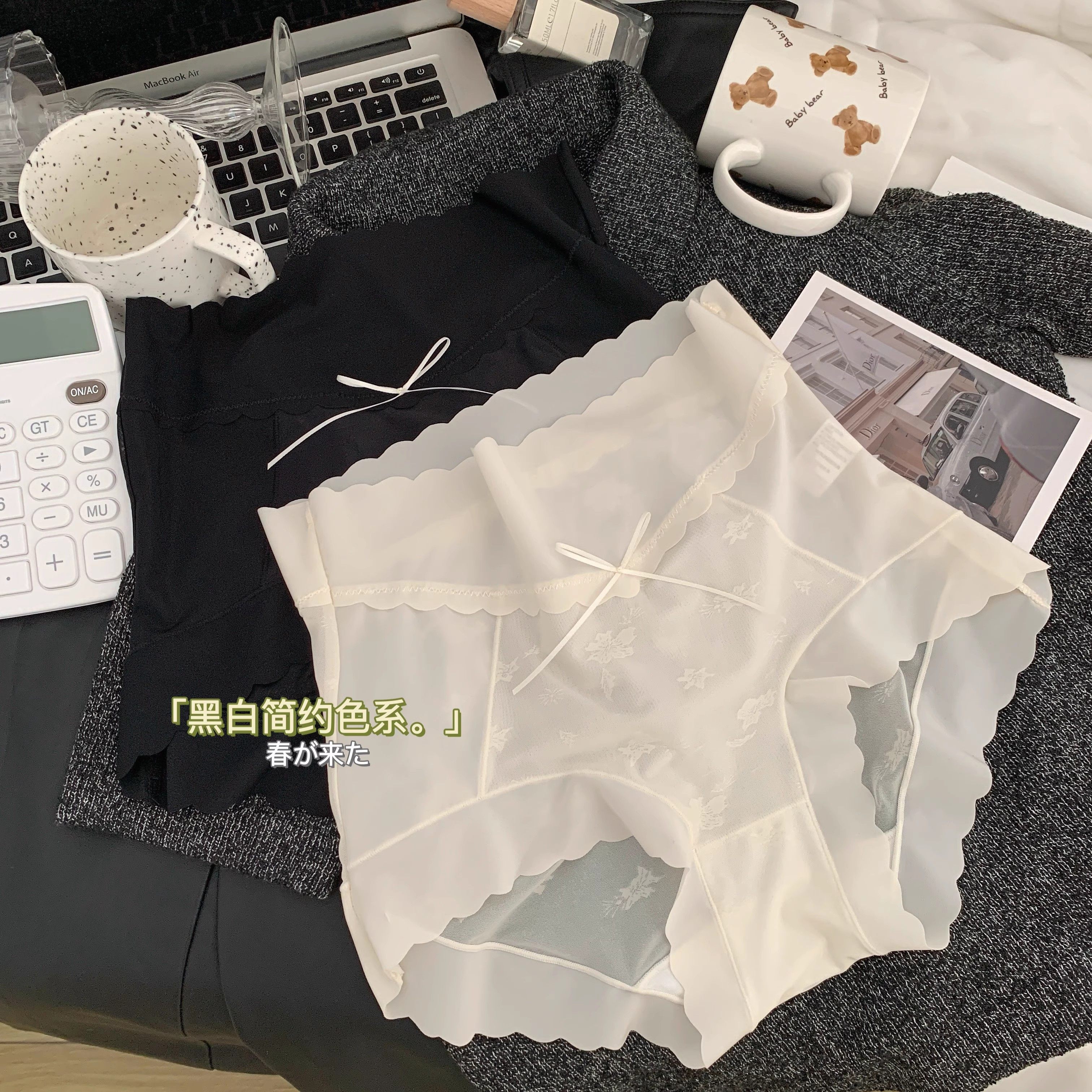 超薄冰丝内裤蕾丝无痕透气少女内裤桑蚕丝裆中高腰包臀女士三角裤