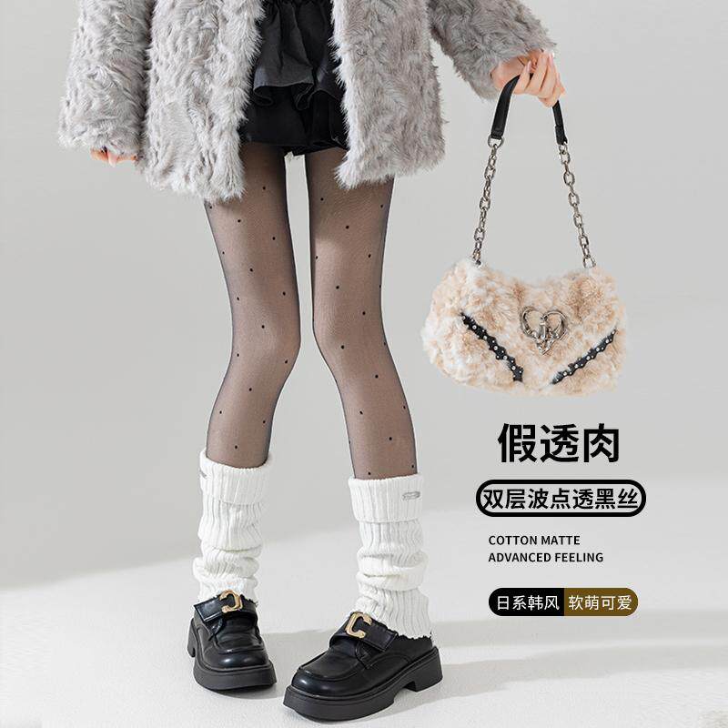 波点黑丝光腿神器外穿加绒连裤袜