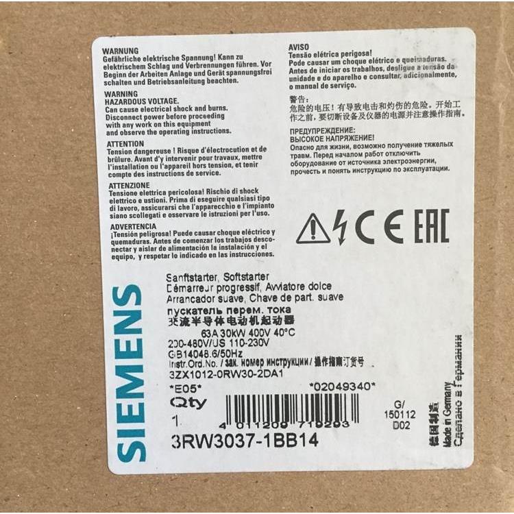 3RW3037-1BB141BB04 SIRIUS 软起启动器 S2 63A 30kW400V 五金/工具 起动器 原图主图