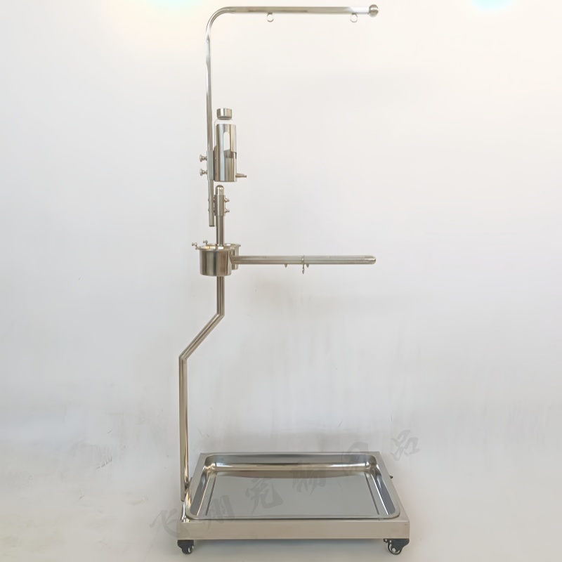 304不锈钢中大型鹦鹉鸟笼鸟架金刚折中灰站架落地升降架子饮水器