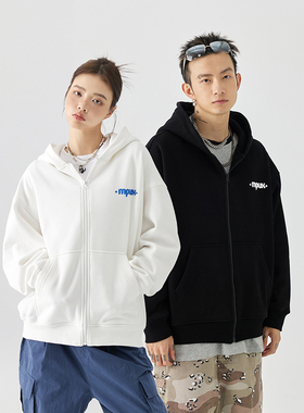 MPUX联名立体字母连帽开衫外套男秋季新款情侣休闲纯色国潮上衣女