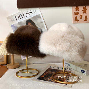 毛绒帽子女秋冬蒙古帽加厚保暖东北防寒帽盆帽护耳帽显脸小渔夫帽