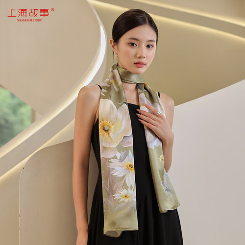 上海故事真丝长巾女送礼妈妈