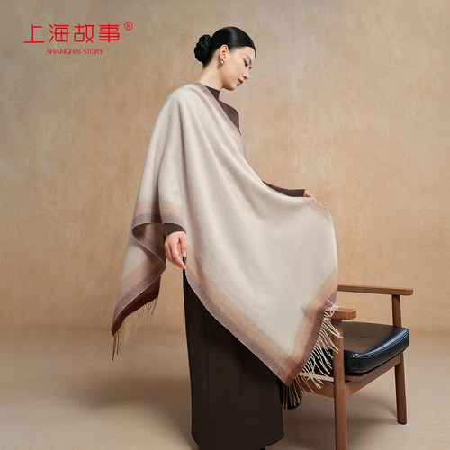 上海故事提花披肩围巾女