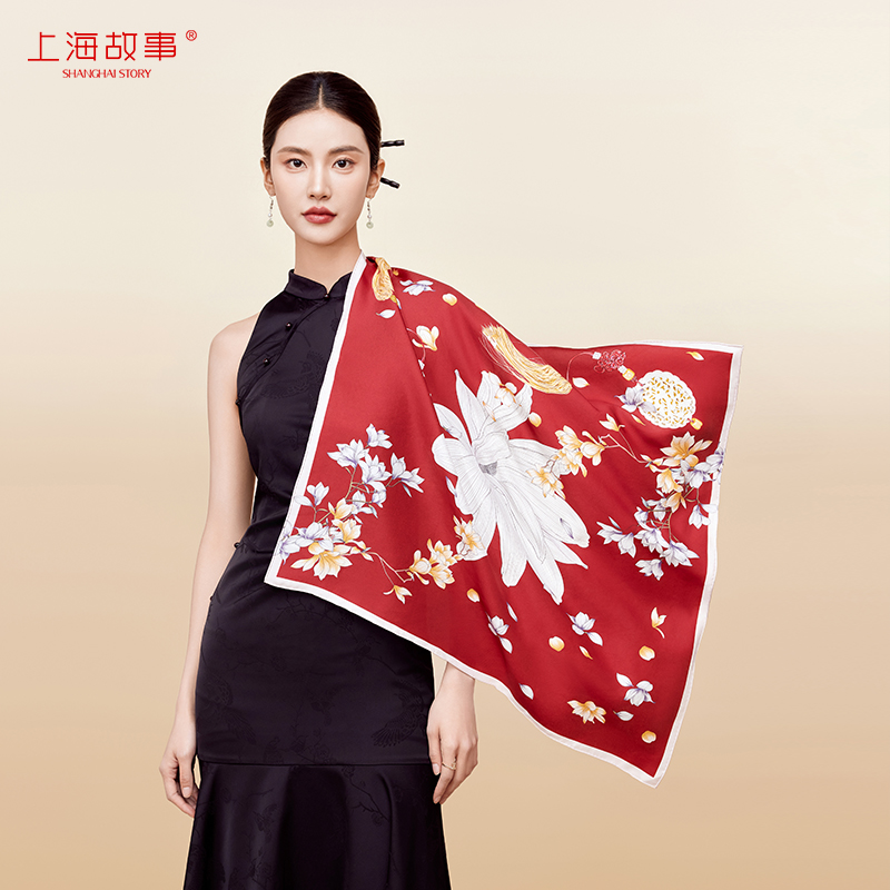 上海故事真丝大方巾女