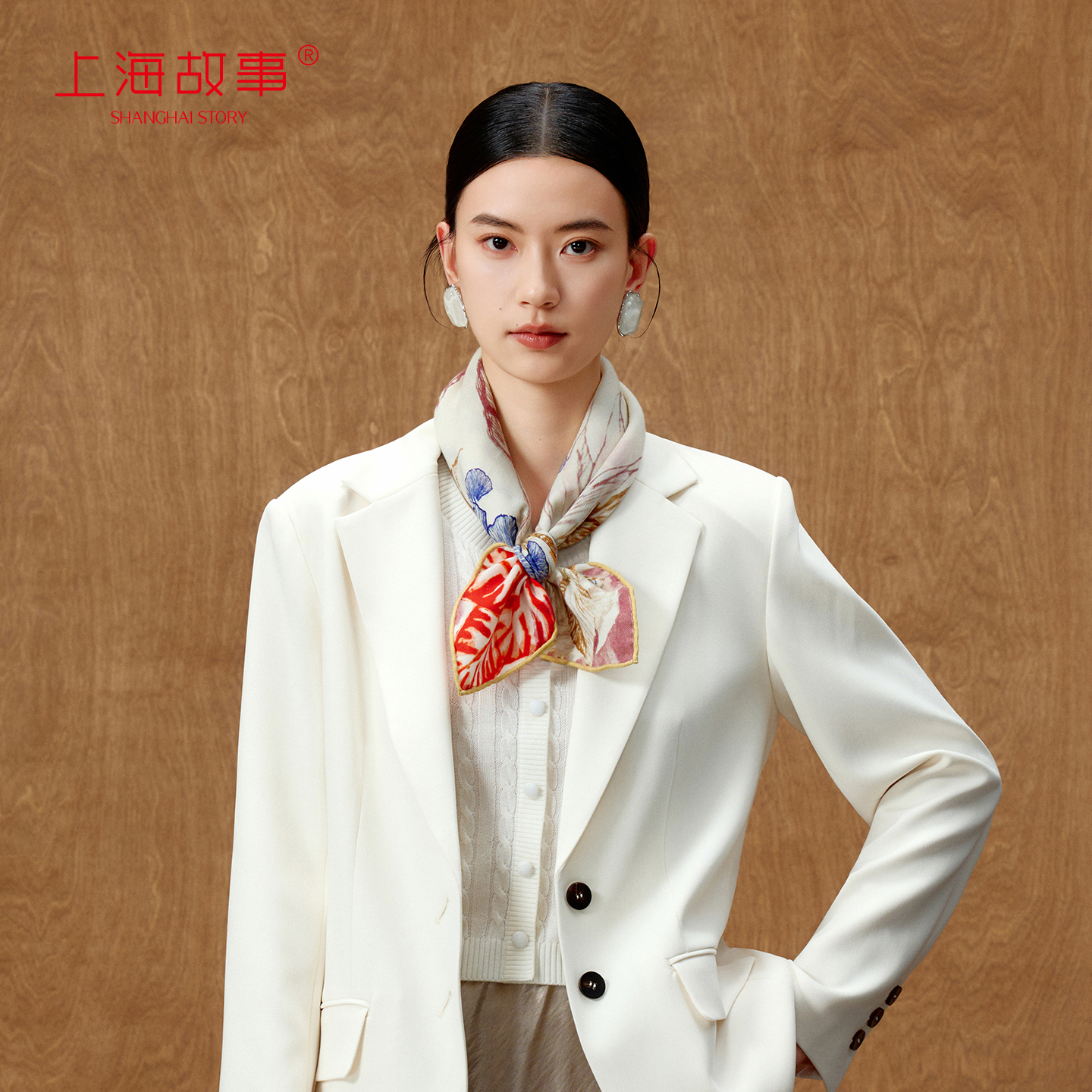 上海故事秋季新款丝毛方巾