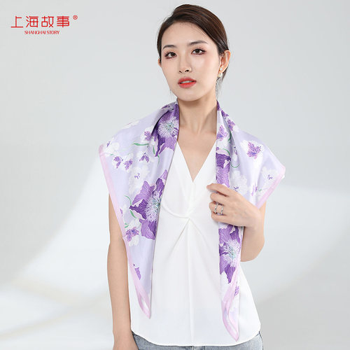 上海故事桑蚕丝双面丝巾礼盒装