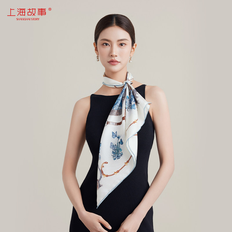 上海故事新款真丝丝巾女