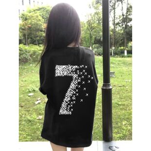 衣服短袖数字印花短袖T恤女中大童夏宽松设计感美式休闲潮牌上衣