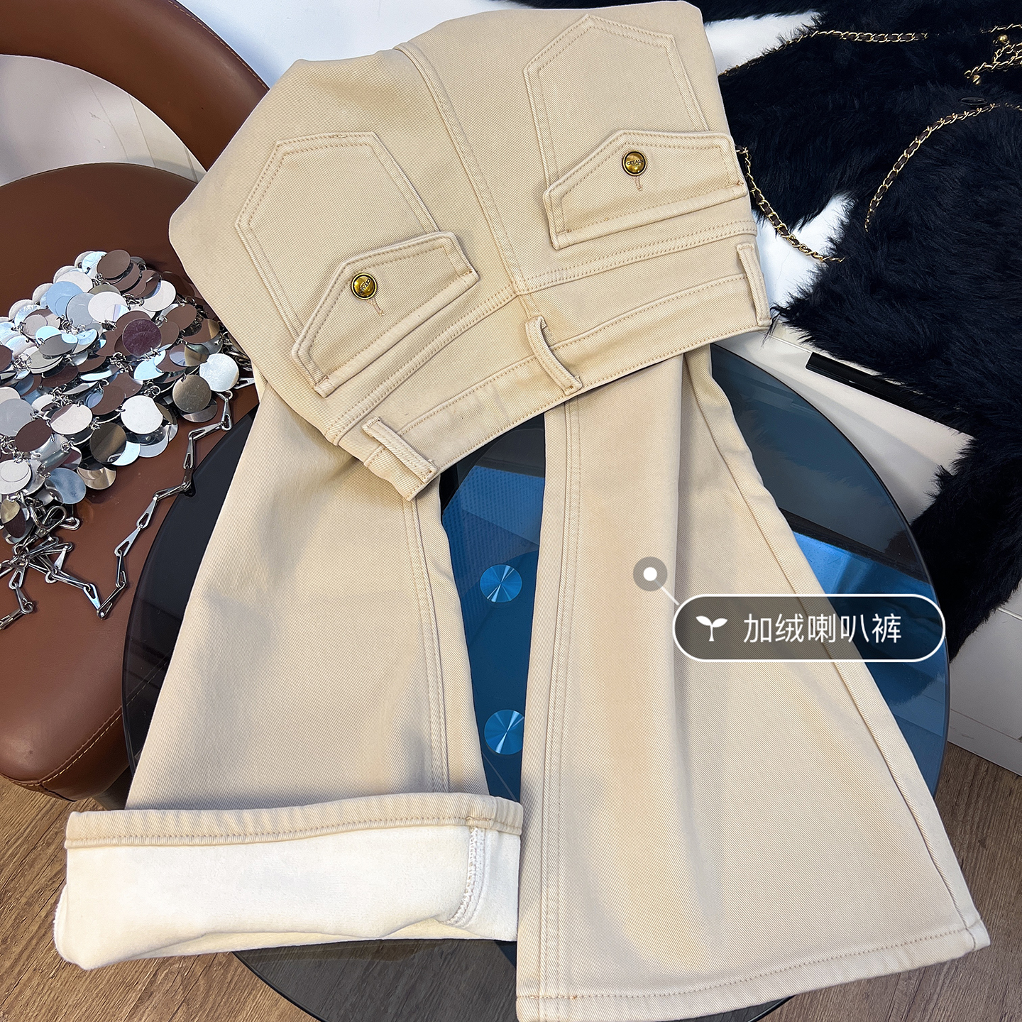 微喇裤长裤棉弹牛仔2025冬季