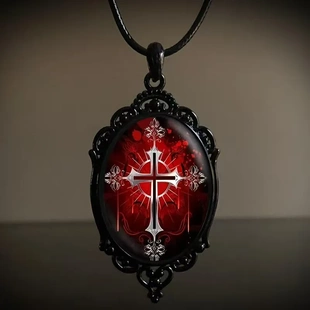 大号小号亚马逊爆款时光宝石复古暗黑玻璃项链吊坠项链 直销