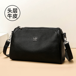 头层牛皮多层斜挎包包女士2025新款 百搭大容量通勤中年女包单肩包