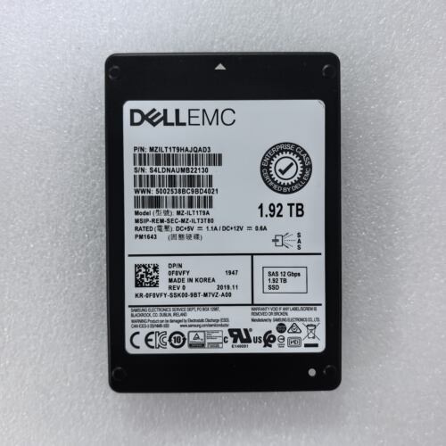 Dell  1.92T SAS 12G 2.5 MZ-ILT1T9A  0F0VFY 服务器硬盘 PM1643
