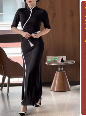 NS664春季不对称拼接立领中袖旗袍裙女纸样 新款连衣裙加工定制图