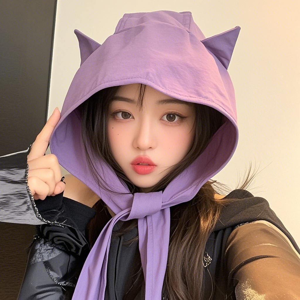 速干防晒遮阳帽薄款护耳头巾可爱猫耳朵小众