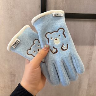 7-13岁儿童手套秋冬季保暖防寒男女童骑车加绒薄款小学生防冻五指