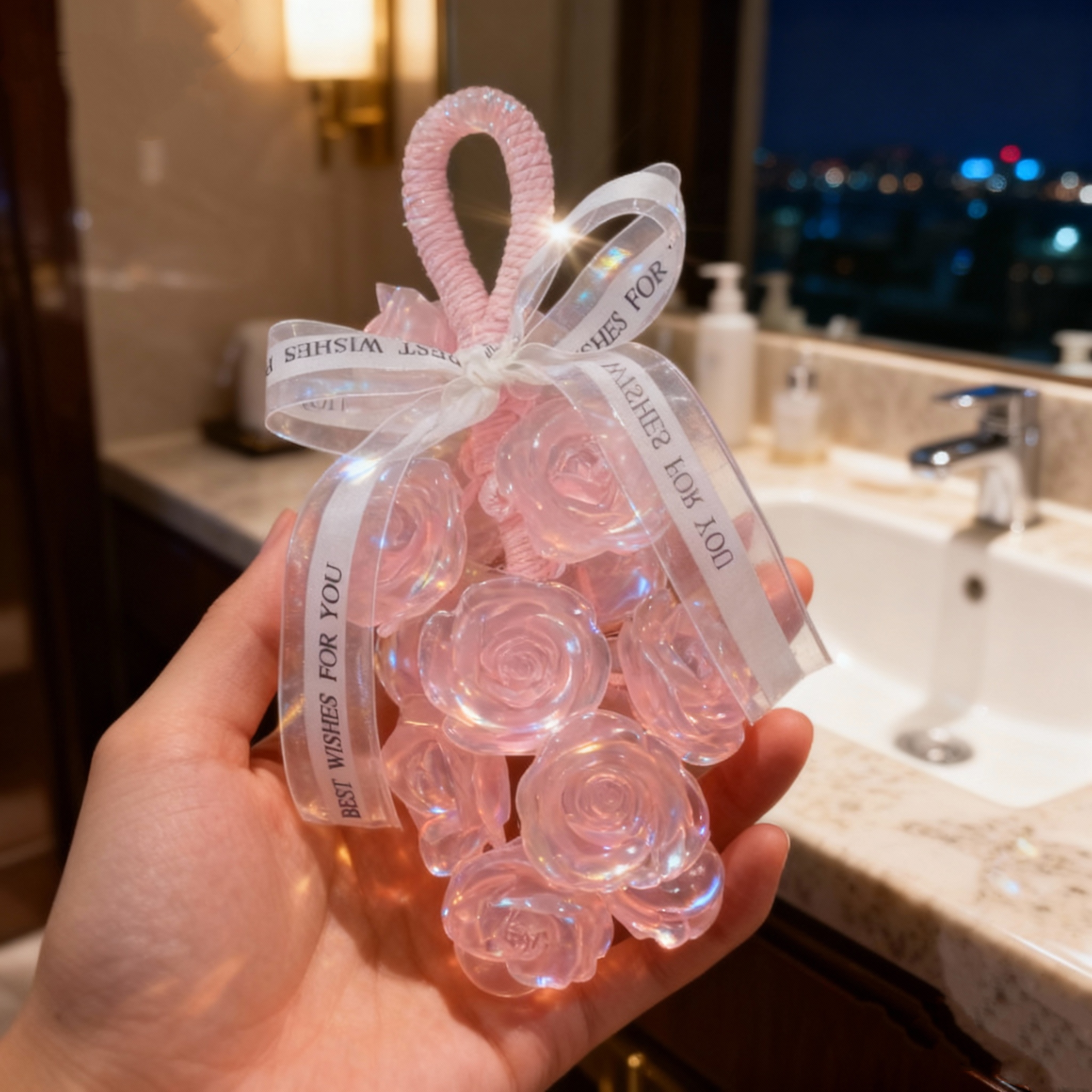 水晶玫瑰花香皂家用纯手工可沐浴洗手可作车载香薰伴手礼挂件肥皂