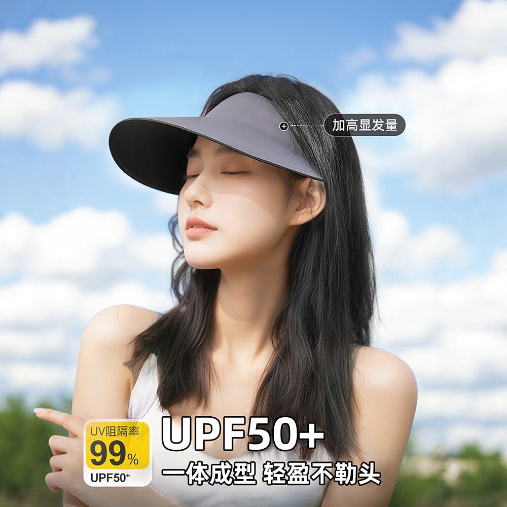 无痕一体遮阳防晒帽子紫外线女太阳夏季2026新款帽檐运动空顶折叠图片