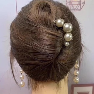 2025新款气质U型珍珠发簪女后脑勺丸子头发钗子盘发好物插梳发饰