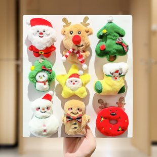 卡通圣诞节礼物胸针毛绒圣诞树雪人老人徽章围巾衣服装 饰配件别针