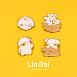 卡通可爱日系小狗胸针金属徽章笔袋包包装 饰别针衣服配饰扣针男女