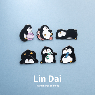 卡通可爱小动物企鹅礼物胸针金属徽章包包配饰品扣针衣服装 饰别针