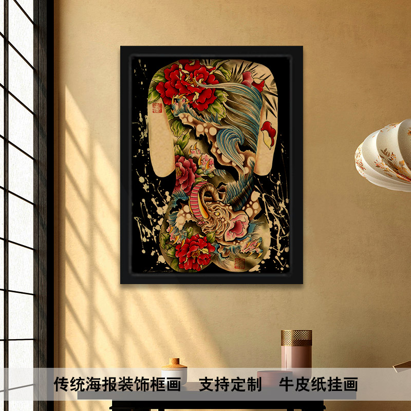 日式风墙壁复古牛皮纸海报框画