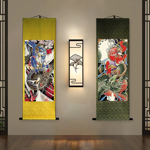 墙画仿古卷轴日式浮世绘走廊