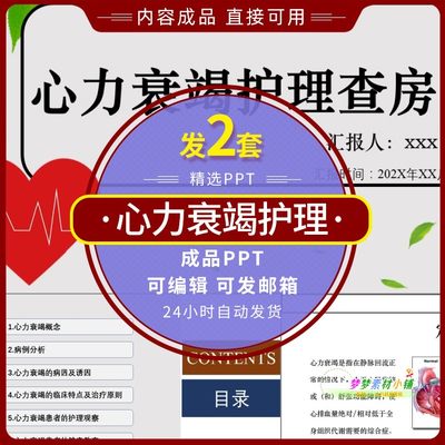 医疗心力衰竭护理查房学习课件PPT模板病例个案案例分析健康宣教