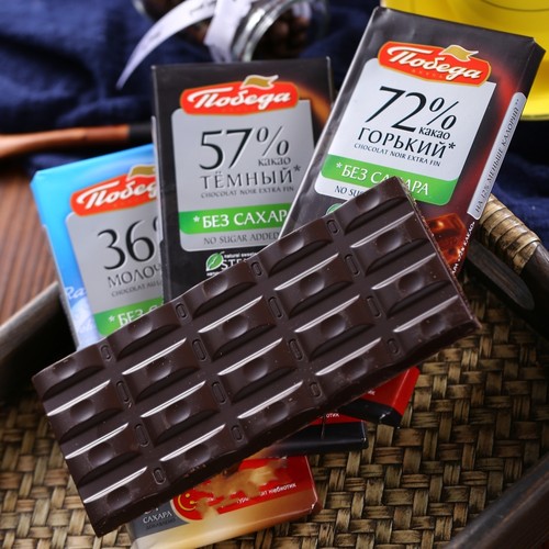 进口俄罗斯胜利黑巧克力72%醇苦