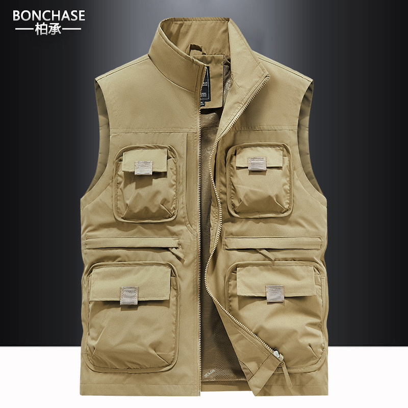 马甲男士秋季薄款背心中年多兜马夹多口袋钓鱼记者摄影师外套衣衫,男装,常规马甲,淘宝优惠券,粉丝福利购,淘宝优惠卷