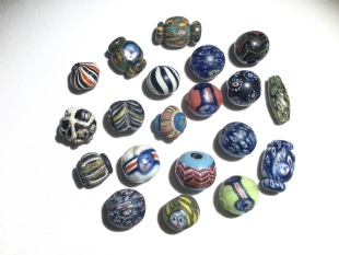 西亚古法手工老琉璃腓尼基人面琉璃圆珠多宝串锁骨链diy配饰A28